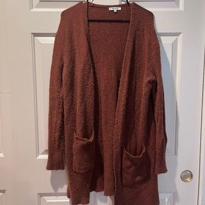 Madewell Burnt Orange Open-Front Pocket Cardigan